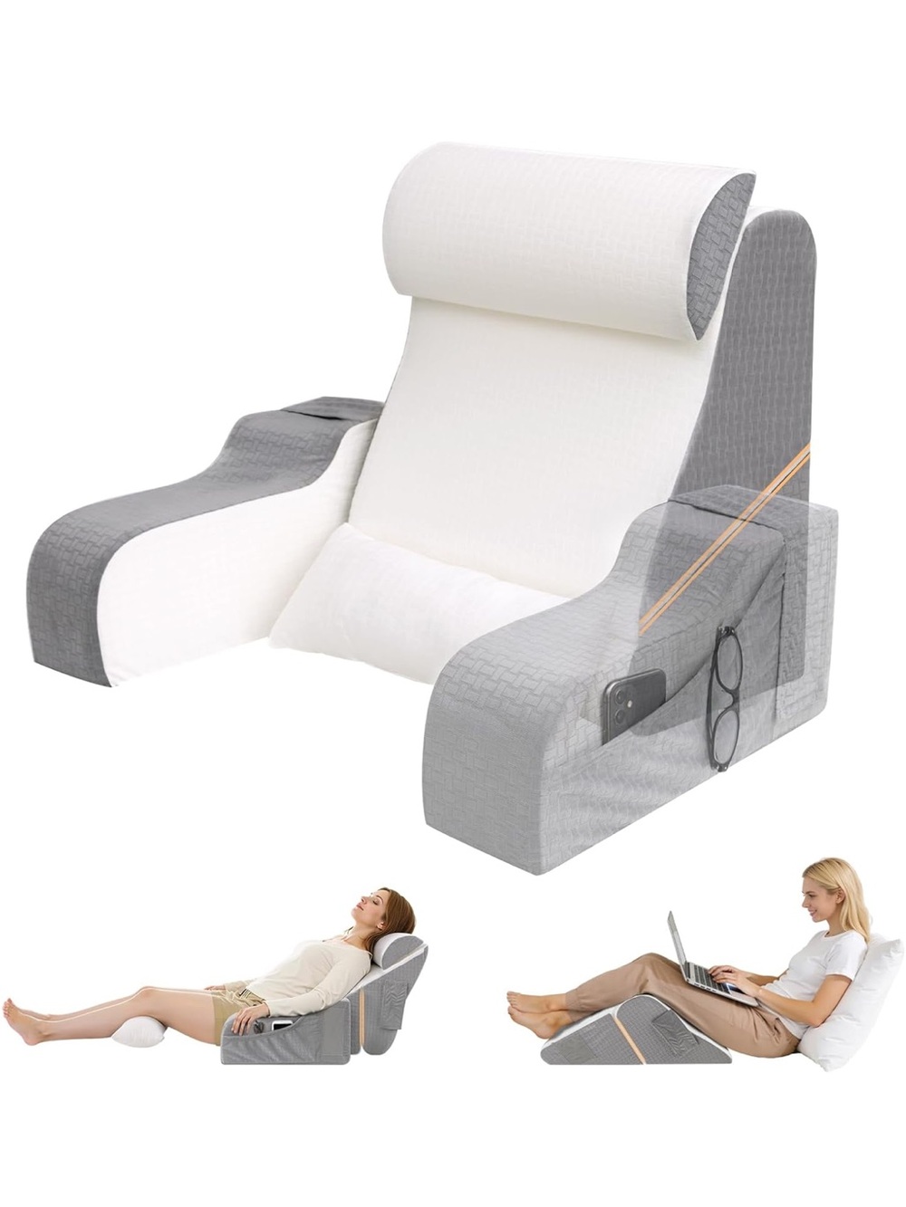 New Open Box 5PCS Reading Pillow for Sitting in Bed Adult, 2 in 1 Foldable Back